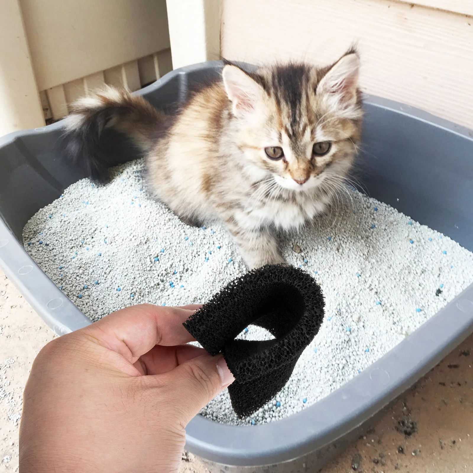 

10pcs Cat Box Sponge Odor Household Deodorizer Pet Filter Pad Replaceable Litter Box Filters Sponge Filter For Cat