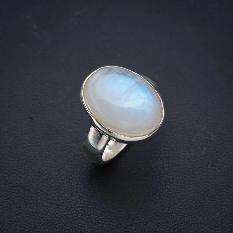 

StarGems Natural Moonstone Handmade 925 Sterling Silver Ring 4.75 F0742