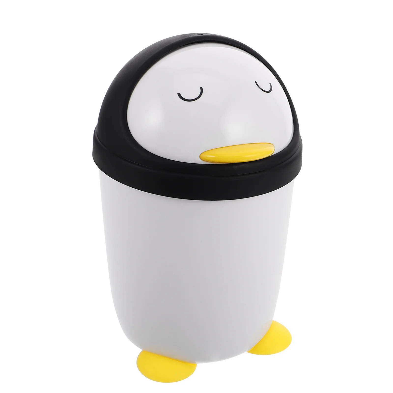 

Penguin Trash Can Wastebasket Desktop with Lid Garbage Child Mini Toys for Girls