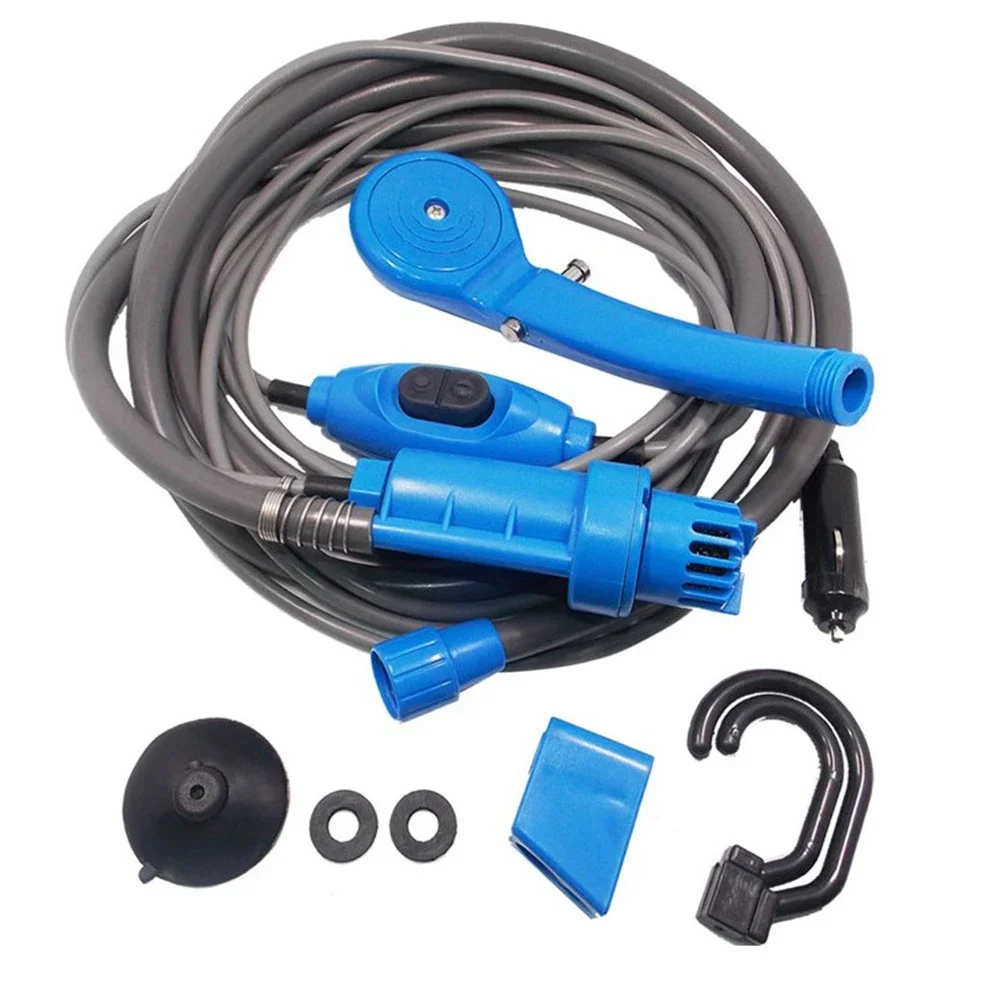 Outdoor Car Shower Set DC12V Outdoor Camping Shower Water Pump 5M Cable With 2m Hose For Travel Camping Showers Accessories