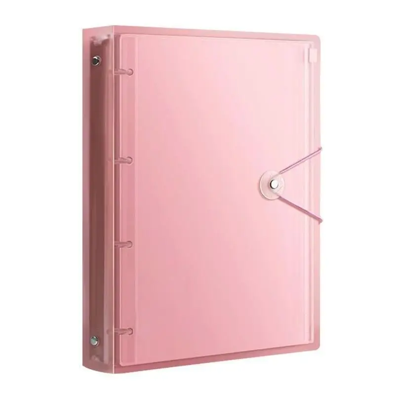Transparent Plastic 3 Ring Binder Waterproof With Elastic Buckle 5 Colors Office School File Organizer