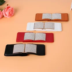 2023 Fashion Rhinestone Buckle Ladies Elastic Wide Waist New Decorative Belts for Women Designer Belt Luxury White Red Black