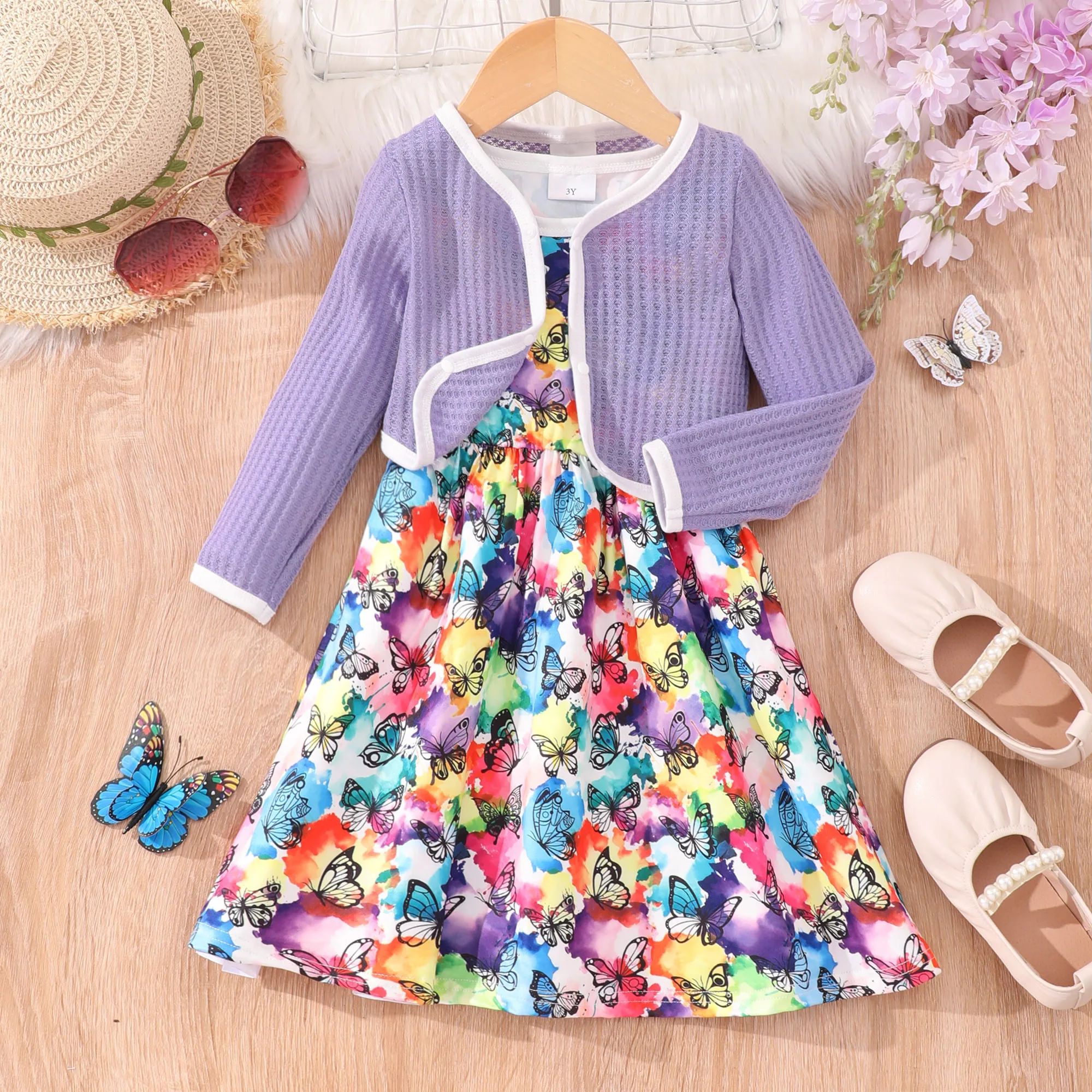 2023 Autumn kids clothes set girl Suit Winter Long Sleeve Plush Shirt + Dress 2PCS Sets Fashion Children Clothes 3 4 5 6 7 Years