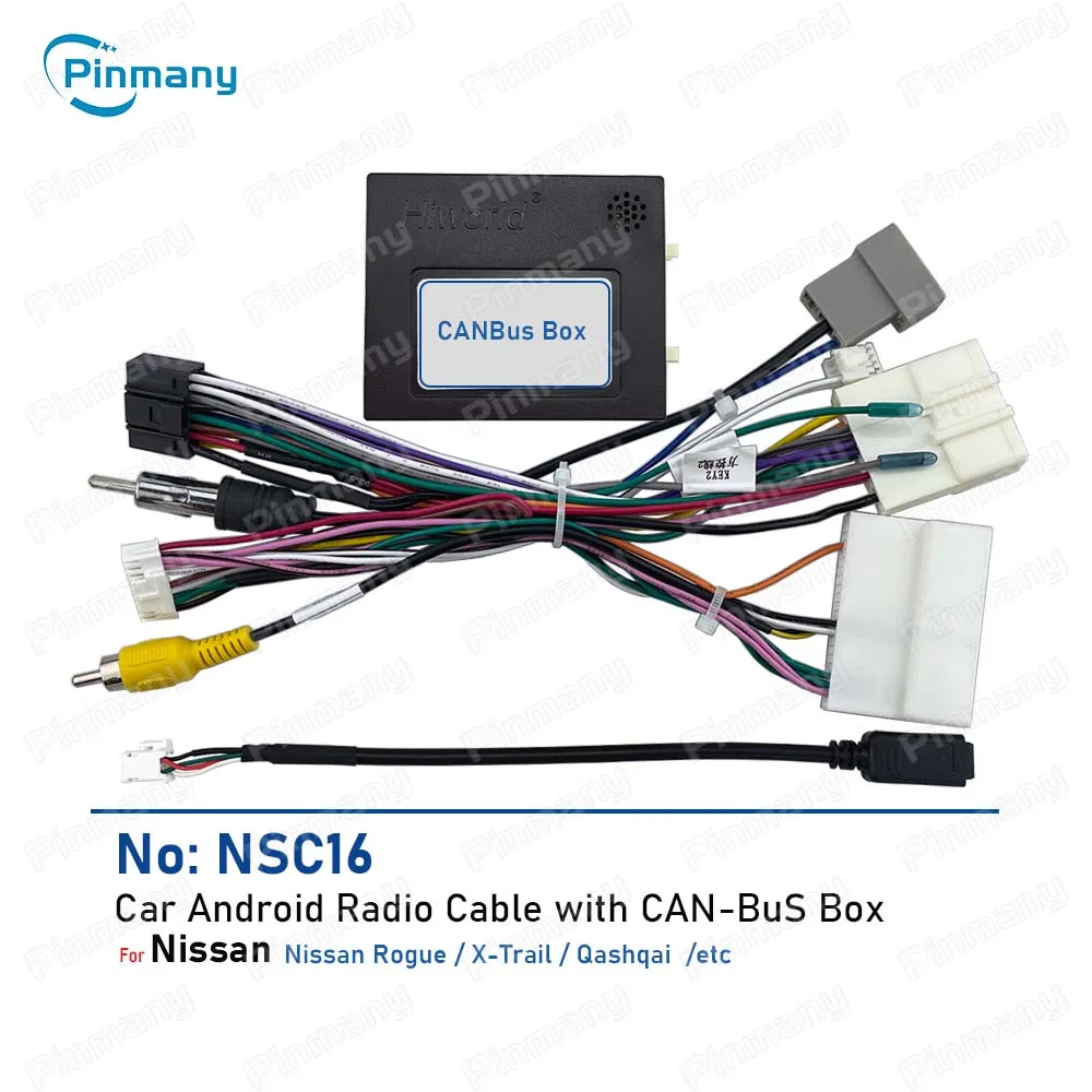 Install Aftermarket Auto stereo Radio Cable Power Wire Harness audio connector CAN Bus Adapter for Nissan Rogue X-Trail Qashqai