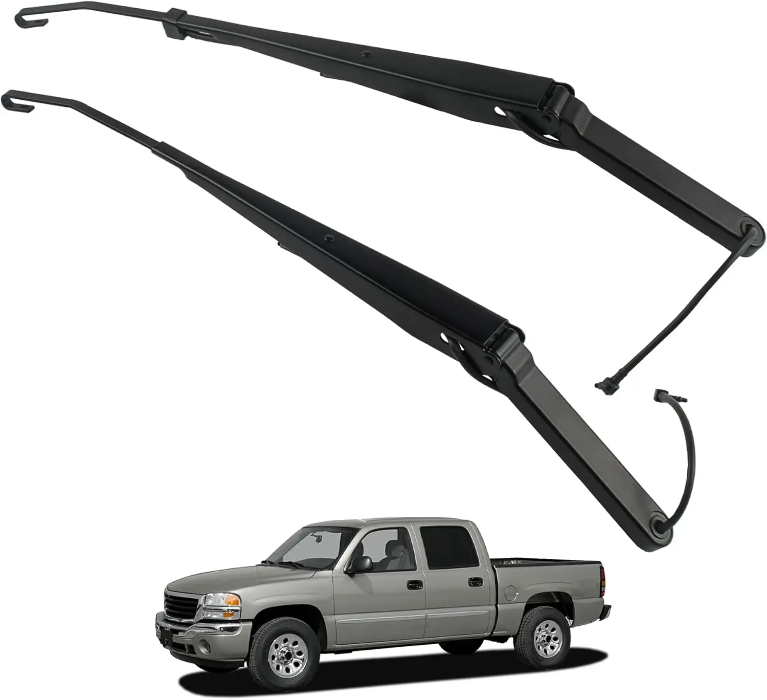 

1 пара передних рычагов стеклоочистителей, совместимых с моделями Cadillac Escalade, Chevrolet Silverado, Tahoe, GMC Sierra, Yukon 2002-2007 годов выпуска