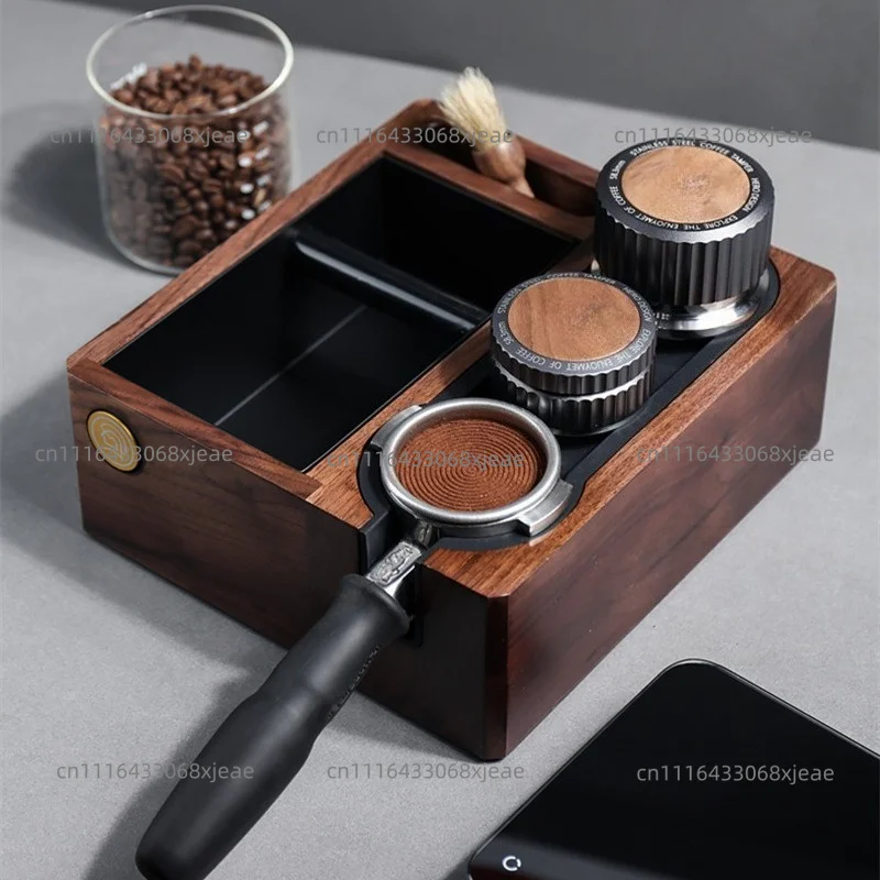 2PC powder press base, multi-functional slag box, coffee machine accessories, powder press base rack, coffee residue bucket.