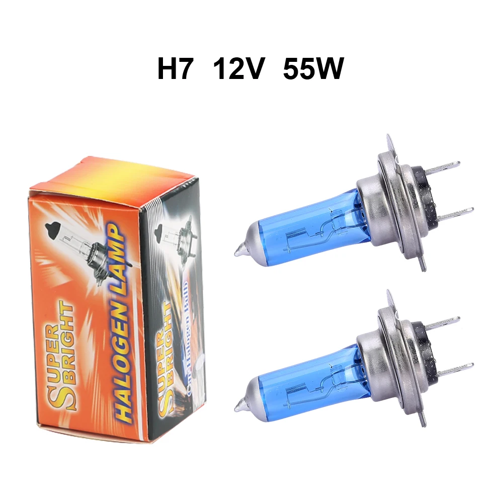 2pcs H7 Xenon Halogen Low Beam Light Bulbs Auto HeadLight Bulb 5500-6000K 12V 55W Parking H7 Car Styling For Chevrolet Toyota