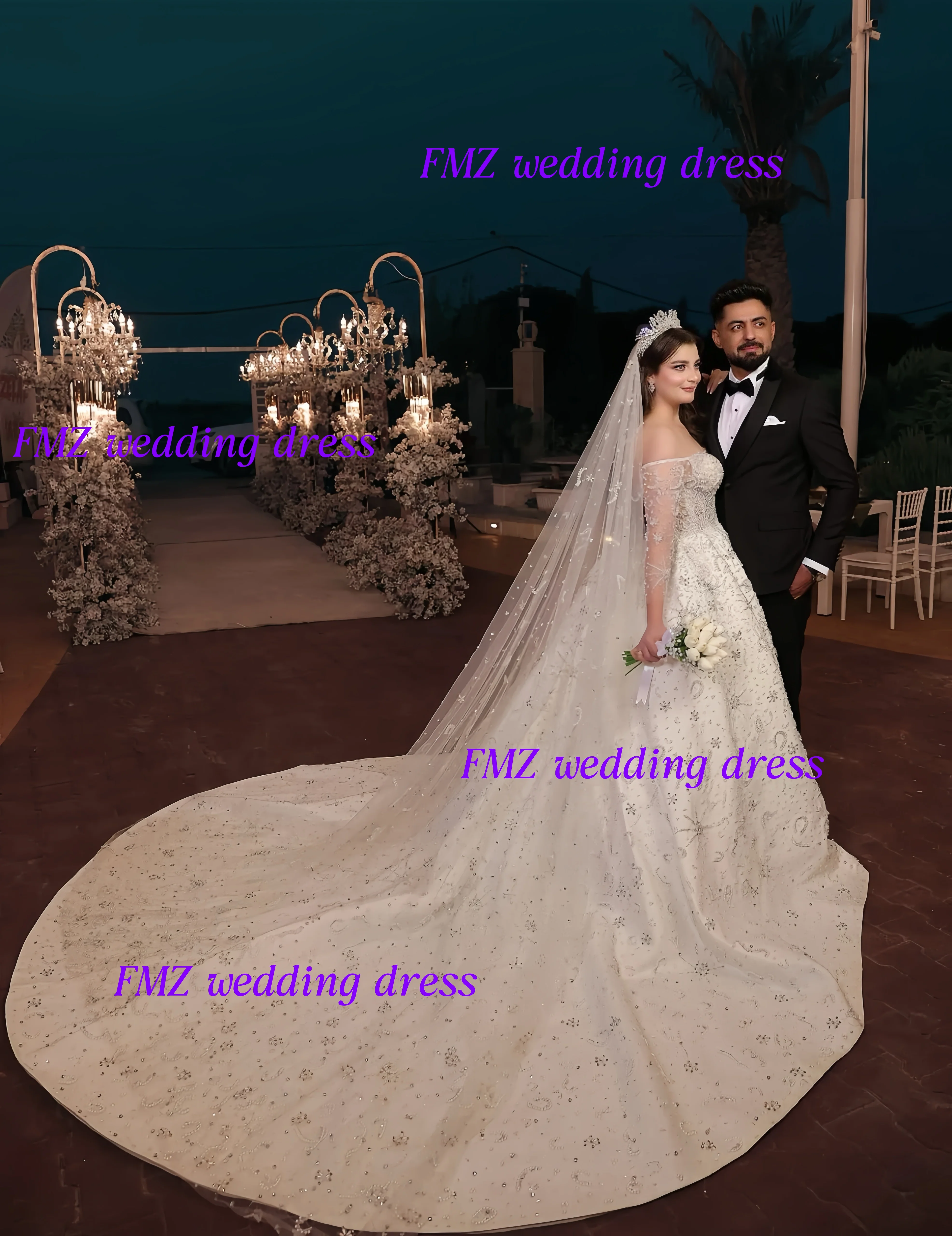 Customzied Sweet collar long-sleeved Ball Gown beaded luxury wedding dress vestidos de novia amanda novias amanda novias officia