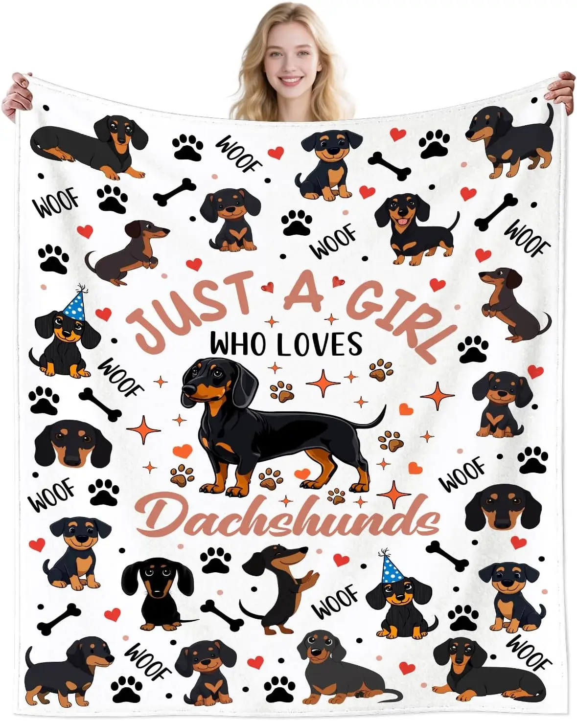 Cute Dachshund Blanket Dachshund Gifts for Women Girls Kids Adults,Soft Dachshunds Stuffed Animal Wiener Dogs Throw Dachshunds