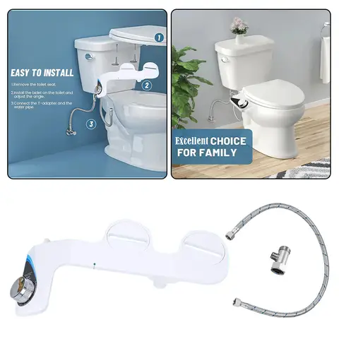 경량 비데 변기 시트 부착 듀얼 노즐, 레이디 욕실 액세서리 분무기, 수압 조절, 3 가지 청소 모드