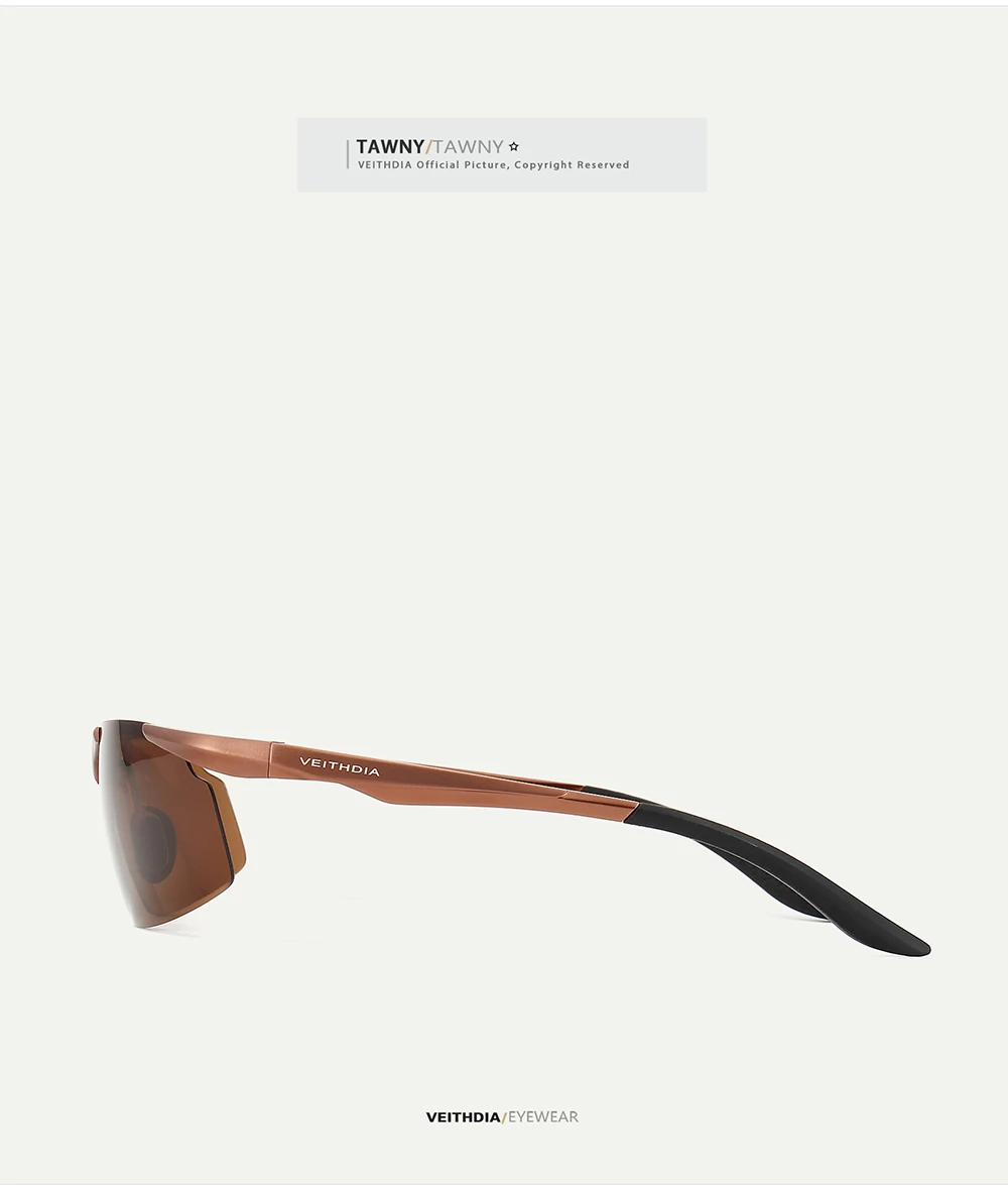 VEITHDIA Marken-Sonnenbrille aus Aluminium für Herren, polarisierte UV400-Gläser, randlos, zum Fahren, Angeln, Sonnenbrille, Sportbrille für Herren, V6535 – Detail 14