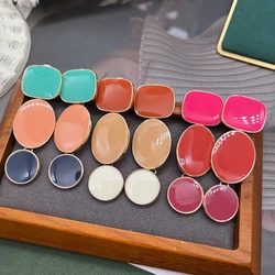 Mixed Color Combinition Earrings Long Pendant Drop Drip Glaze For Women's Enamel Jewelry