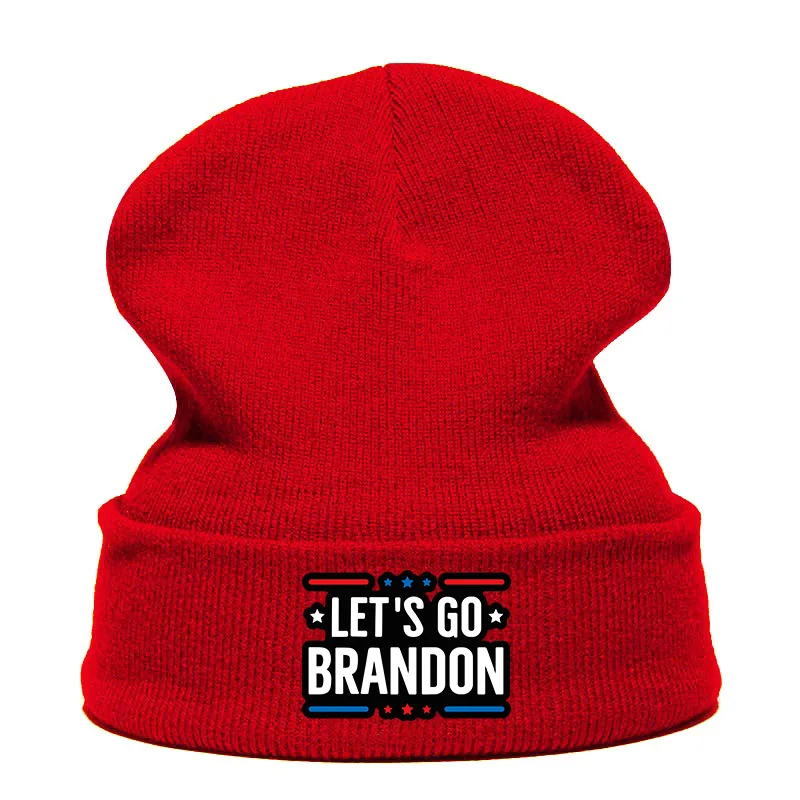 Winter Hats Lets Go Brandon Warm Knitted Beanie Hat Women Men Letters Beanie Hedging Cap Outdoor Sport Cycling Hiking Hat Caps