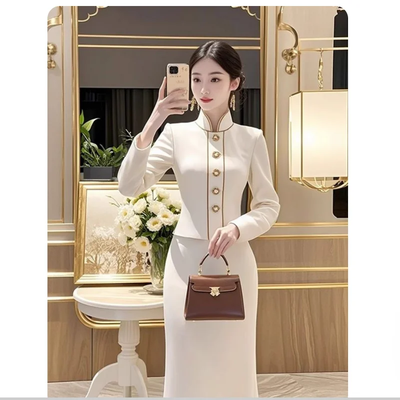 Autumn women's fashion and western-style professional small fragrance style jacket and skirt set