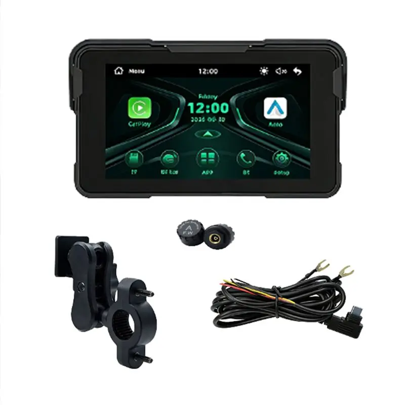

5 Inch Motorcycle Navigation Screen Motorcycle Wireless Carplay Android Auto Display With Tire Pressure Monitoring