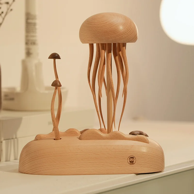 

Creative Handmade Gift Wooden Mechanical Jellyfish Handicrafts, Funny Mechanical Ornament for Home Tabletop Decor