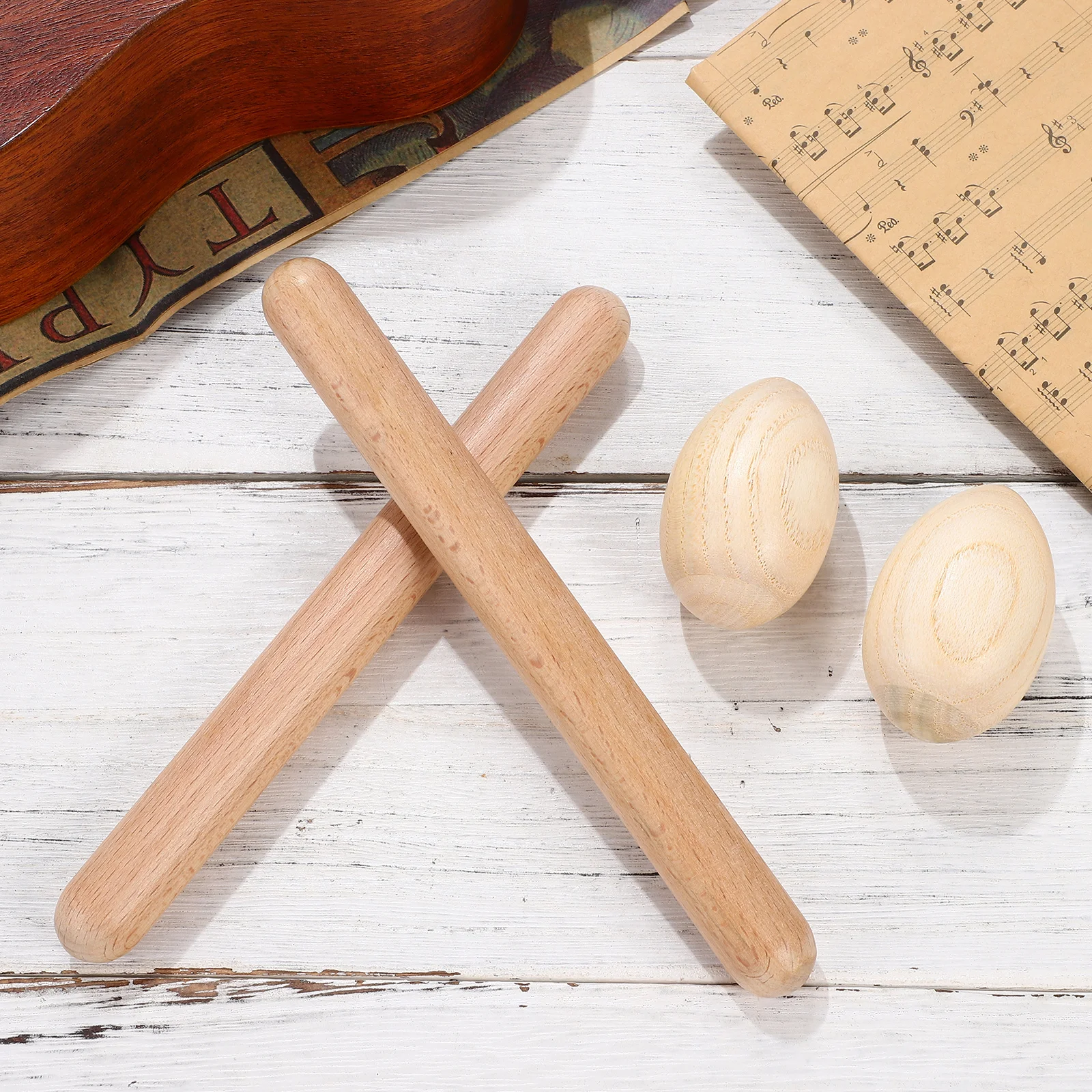 

1Set Wood Egg and Rhythm Lummi Sticks Musical Percussion Instrument for Kids Latin Rhythm Training and Coordination Development