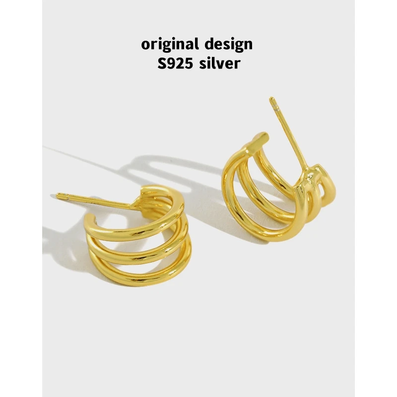 

Original S925 sterling silver multi-layered coil earrings women's light luxury banquet fashion boutique jewelry