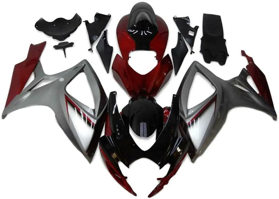 فضي أسود أحمر ABS البلاستيك Fairings كاملة صالح لسوزوكي GSXR600 GSXR750 2006 2007 K6 06 07 GSXR 600 GSXR 750 دراجة نارية في
