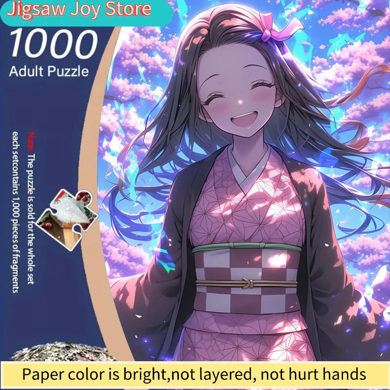 

A Jigsaw Puzzle Featuring a Kimono Girl, Made from Sturdy White Cardstock. It Showcases Art with Sakura And Anime Themes, Des