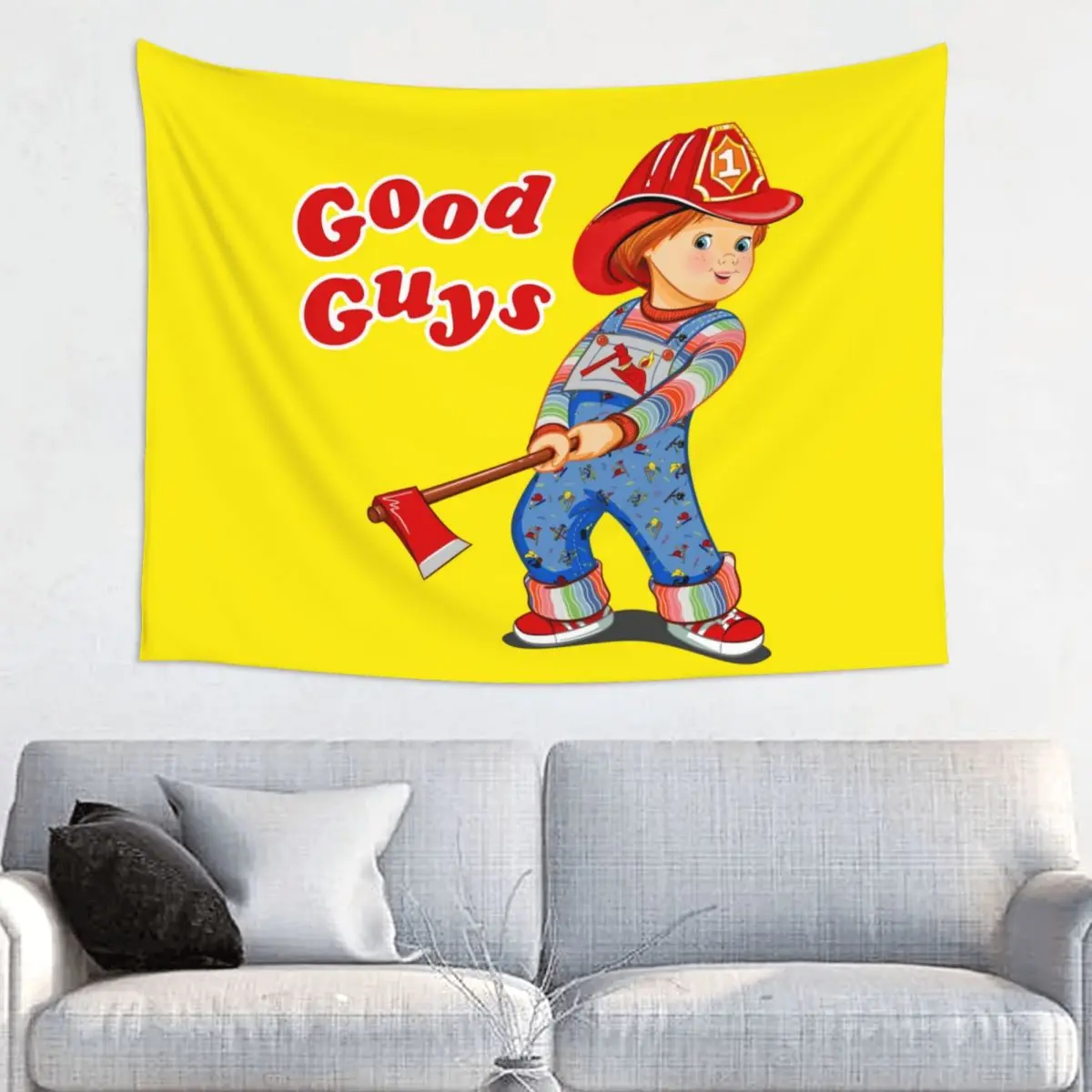 Good Guys Fireman Tapestry Home Decor Custom Hippie Wall Hanging Child's Play Chucky Tapestries for Bedroom