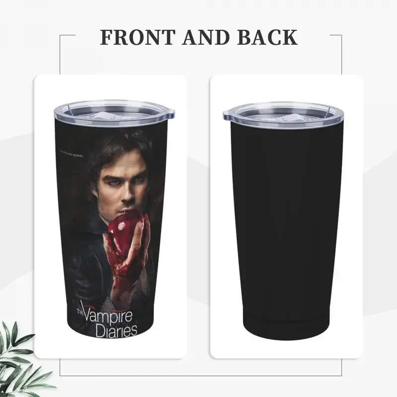 Damon Salvatore The Vampire Diaries Insulated Tumbler with Straws Lid Stainless Steel Coffee Mugs Double Wall Car Bottle Cups