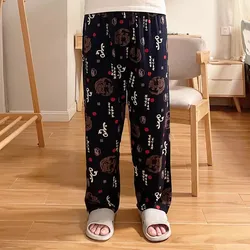 Sexy Man Home Cotton Silk Pajamas Long Sleep Bottoms Middle-aged Men Nightwear Pyjamas Sleepwear Pants Trousers