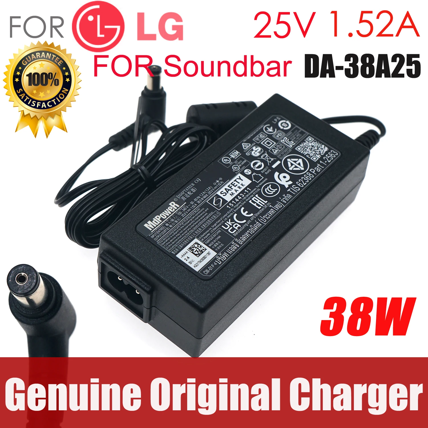 

Genuine 25V 1.52A 38W DA-38A25 DYF-2430 AC Adapter For LG EAY64290801 NB3540 NB3730A SJ4 SH4 SH5 SOUND BAR Power Supply Charger