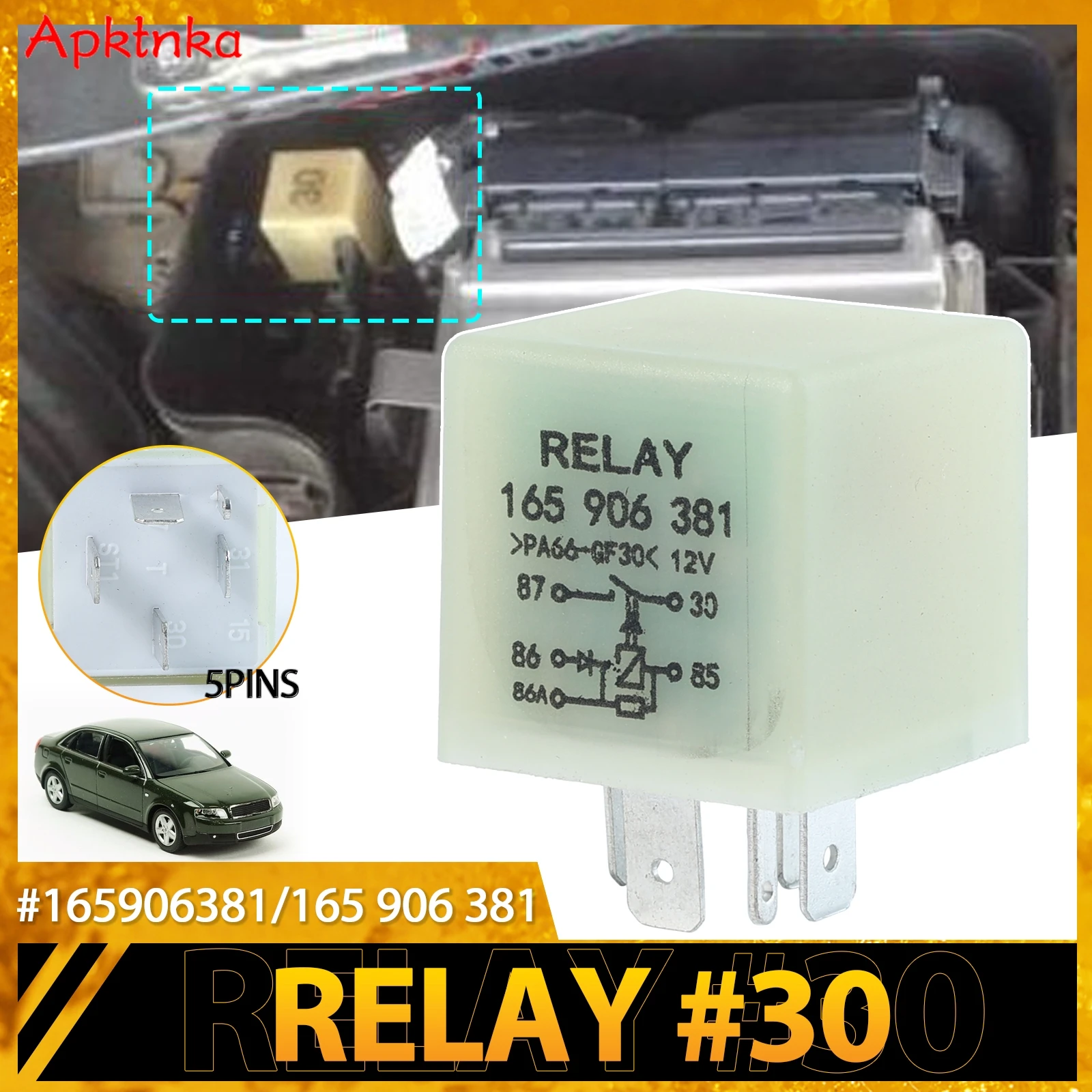 Car Engine Control Unit ECU & Fuel Pump 5-Pin Relay (No.30) 165906381 165 906 381 for Volkswagen VW Passat B5 Corrado Audi A4 A6