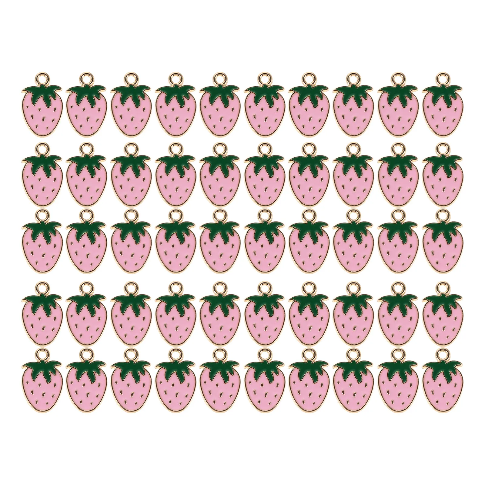 

50Pcs DIY Strawberry Alloy Pendants Mini Charms Jewelry Making for Necklaces Bracelets Earrings Craft Accessories
