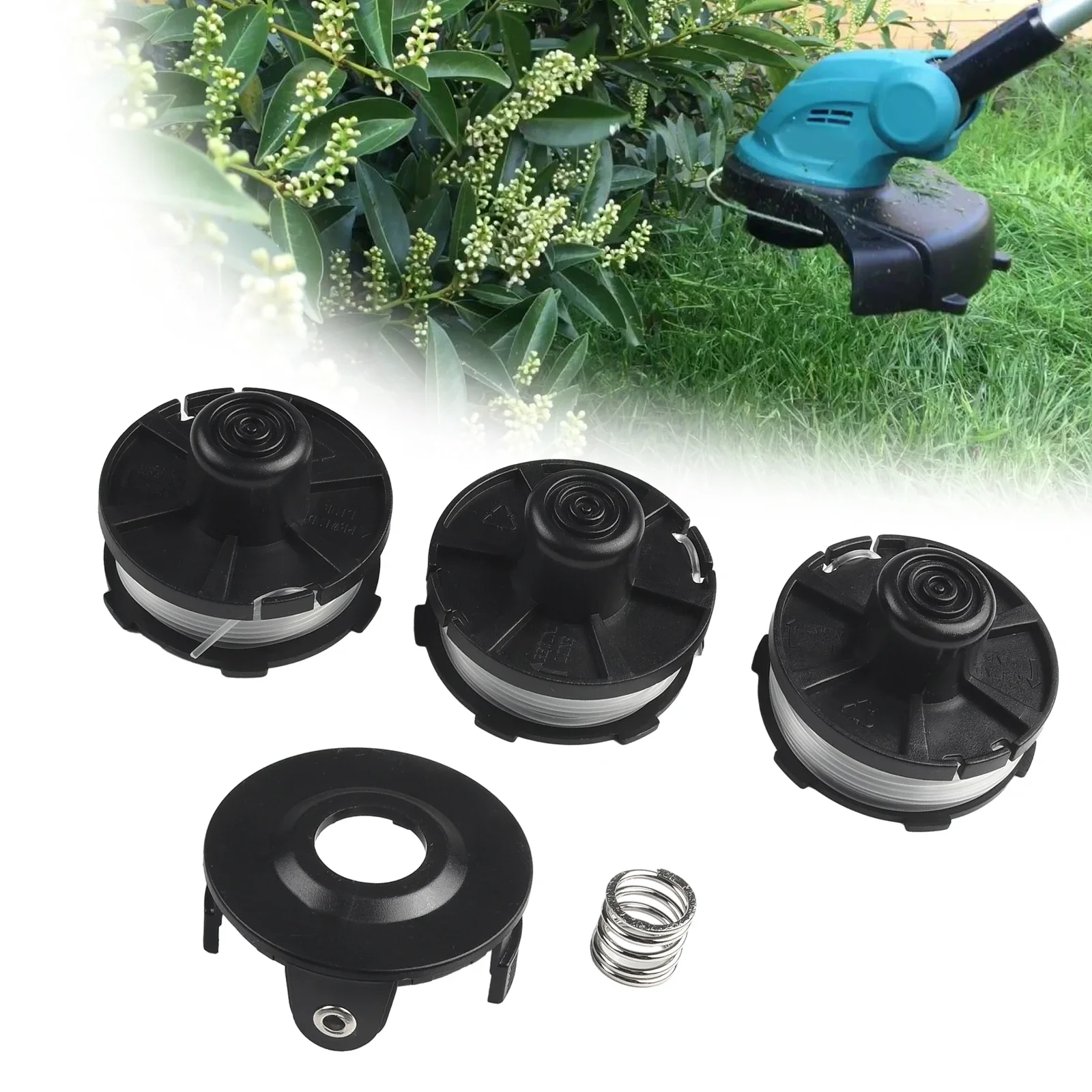 Tap & Go Spool Cover Set For 1958581 1961469 Trimmer Models DUR181Z DUR181 DUR141 1 6MM Nylon Line With 5 Total Pieces
