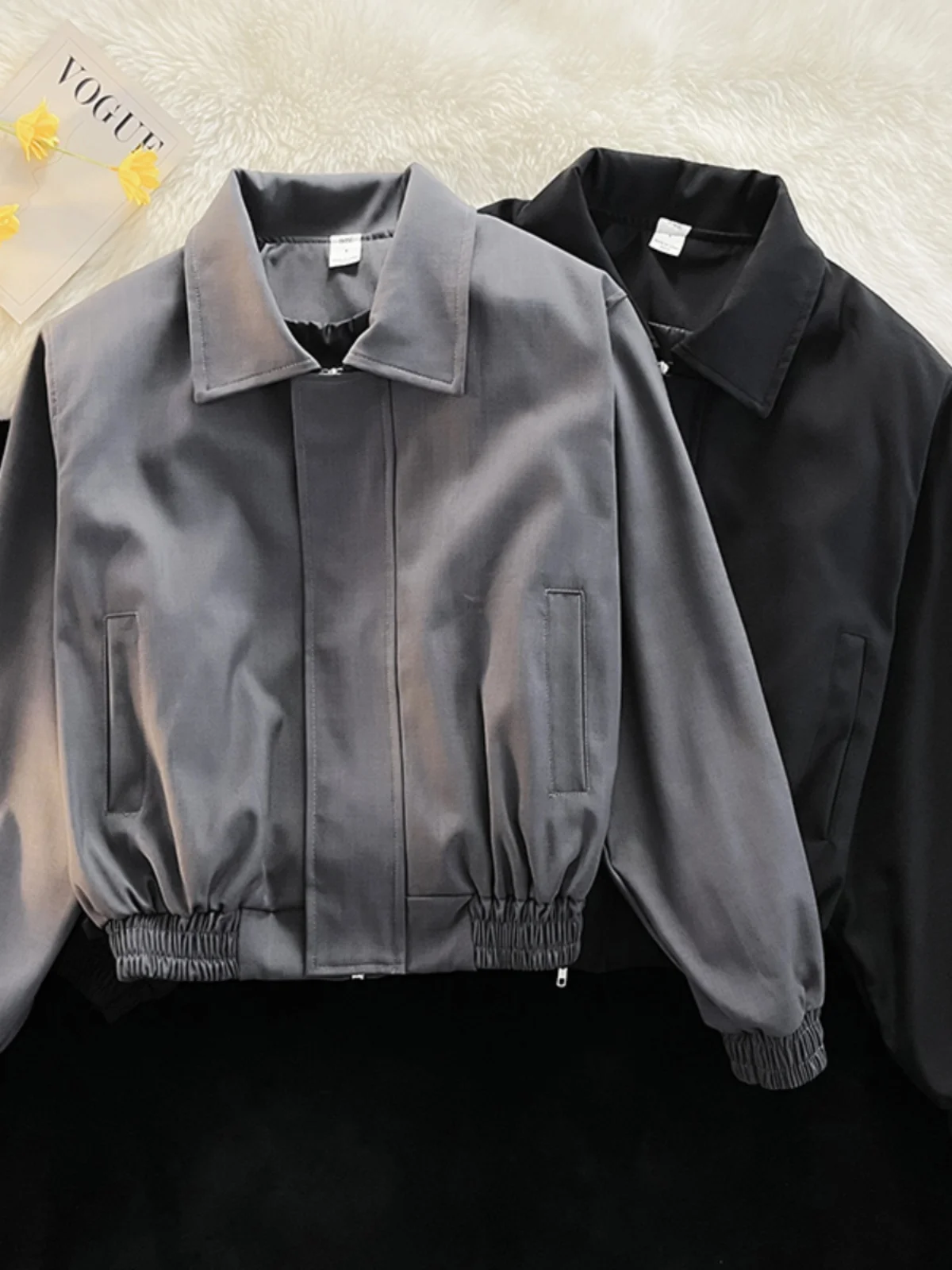 

American Sle Casual Workwear Jaet Men Spring Autumn ort Padded oulder Loose Haome Baseball Pilot Jaet