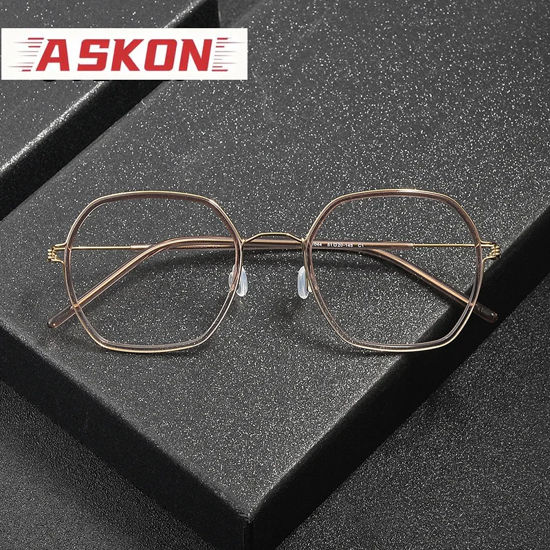 ASKON Vintage Comfortable Eyeglasses frame Fashion Round Acetate Titanium Eyewear Luxury Glasses Frame For Men Women spectacles