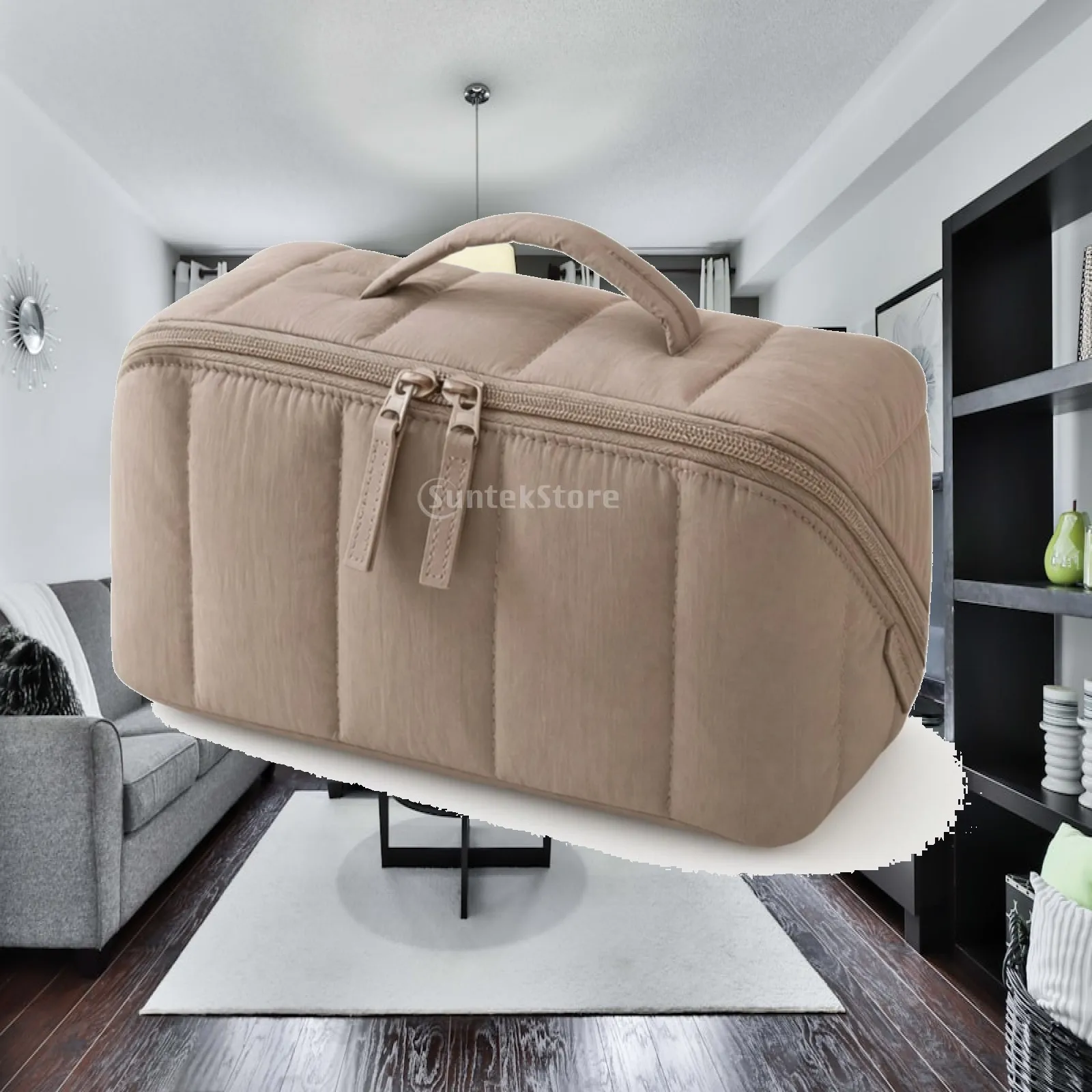 Structured Makeup Bag Organizer | Lightweight, Travel Toiletry Bag with Handle,