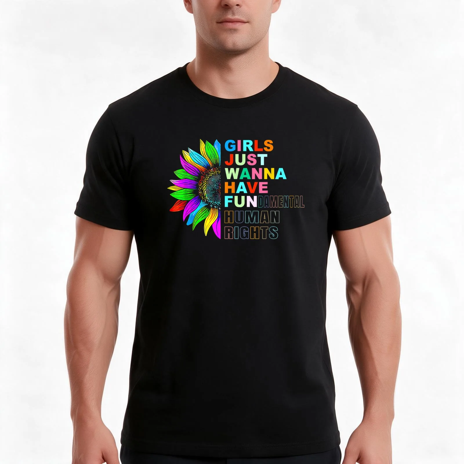 Womens Girls Just Wanna Have Fundamental Rights T-Shirt, Summer Casual Cotton Tee, Oversized Streetwear Tops, Unisex Men Women
