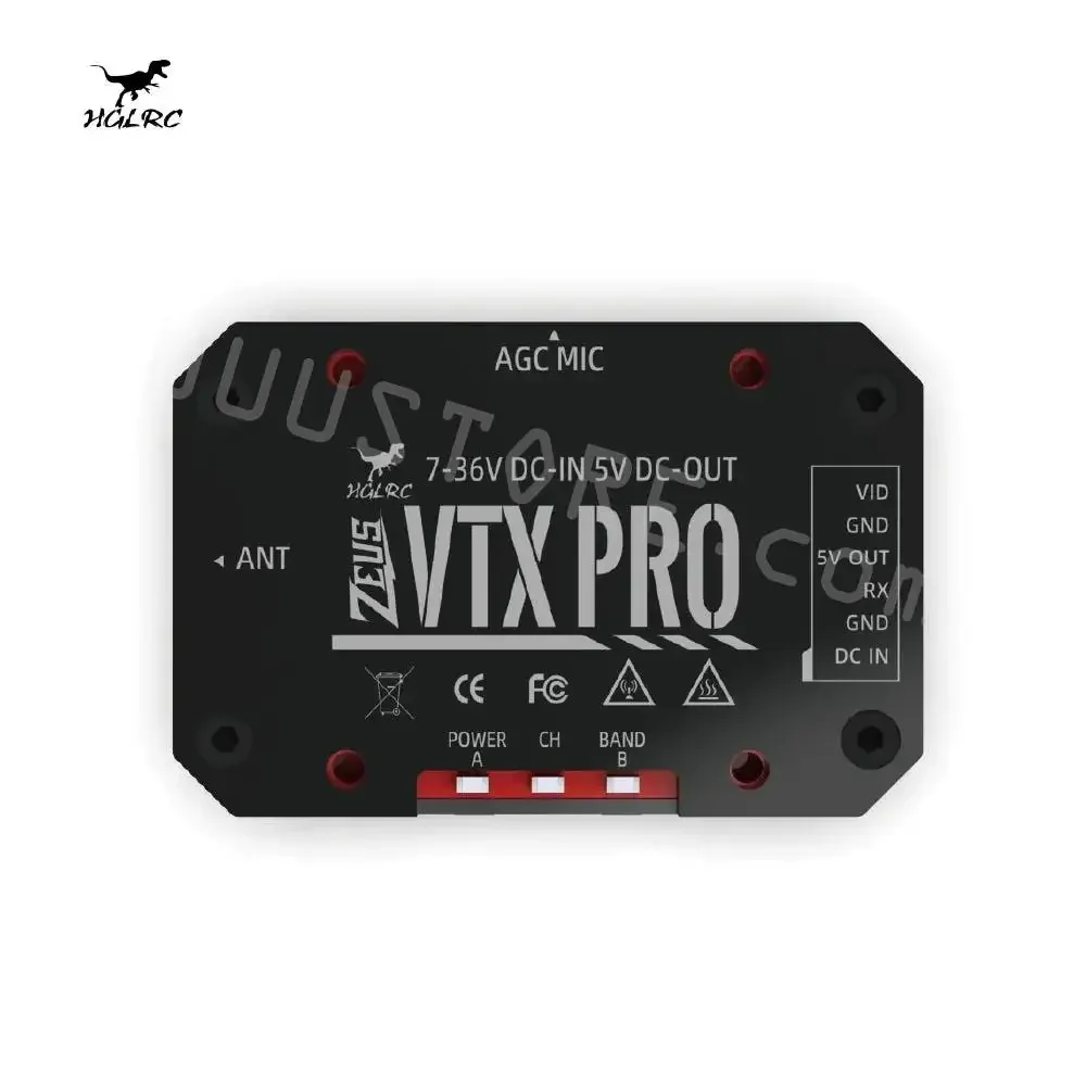 HGLRC VTX PRO 5,8G 40CH FPV Дрон дальнего действия 1,6 Вт Регулируемый микрофон 25 МВт-400 МВт-800 МВт Питмод 7-36 В Встроенный микрофон