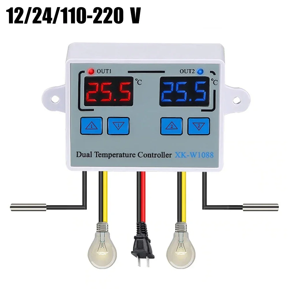 Controlador de temperatura de termostato Digital XKW1088 con salida de relé Dual, Control de temperatura preciso, fácil de hacer