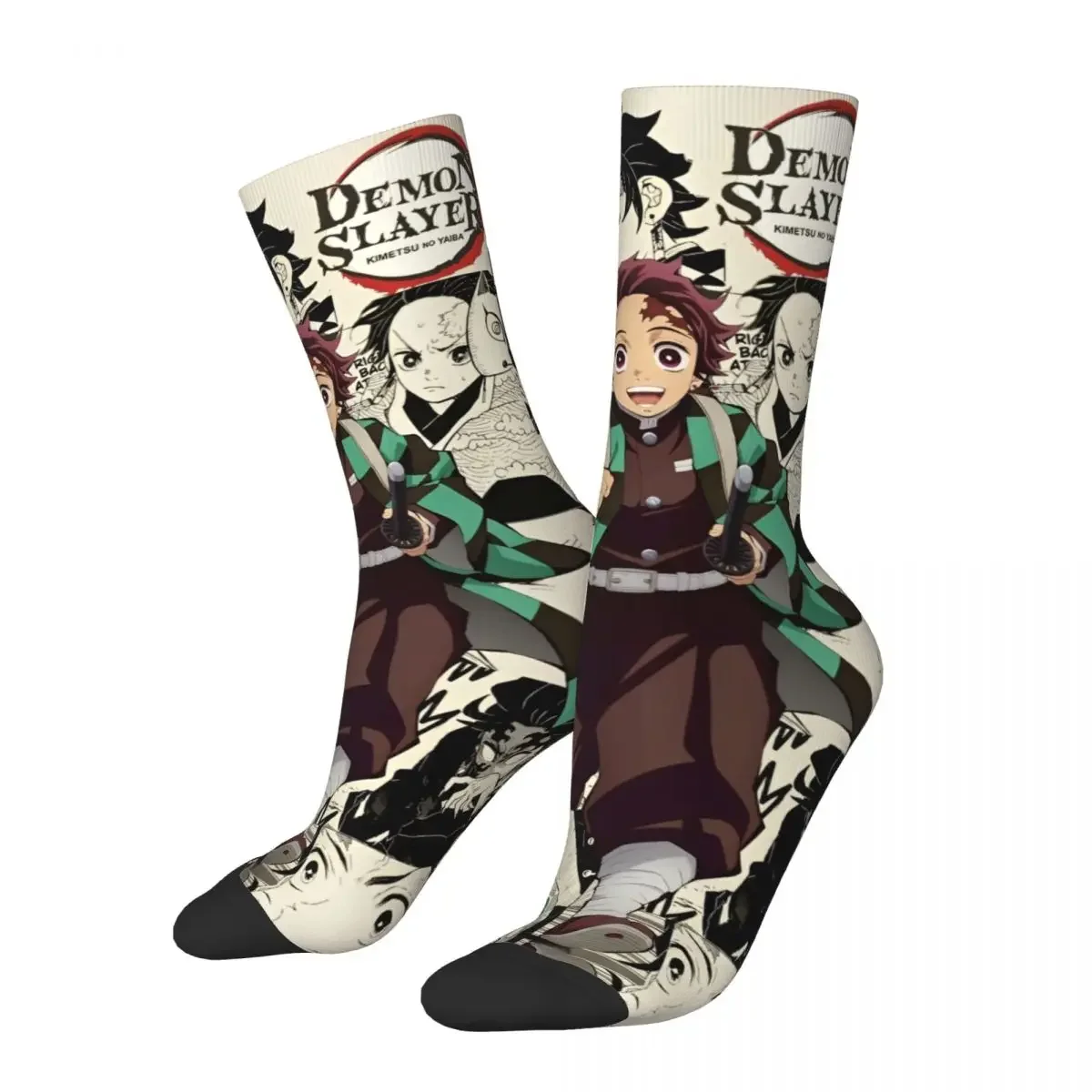 Winter Warm Casual Unisex Demon Slayer Anime Tanjiro Kamado Socks Non-slip Basketball Socks