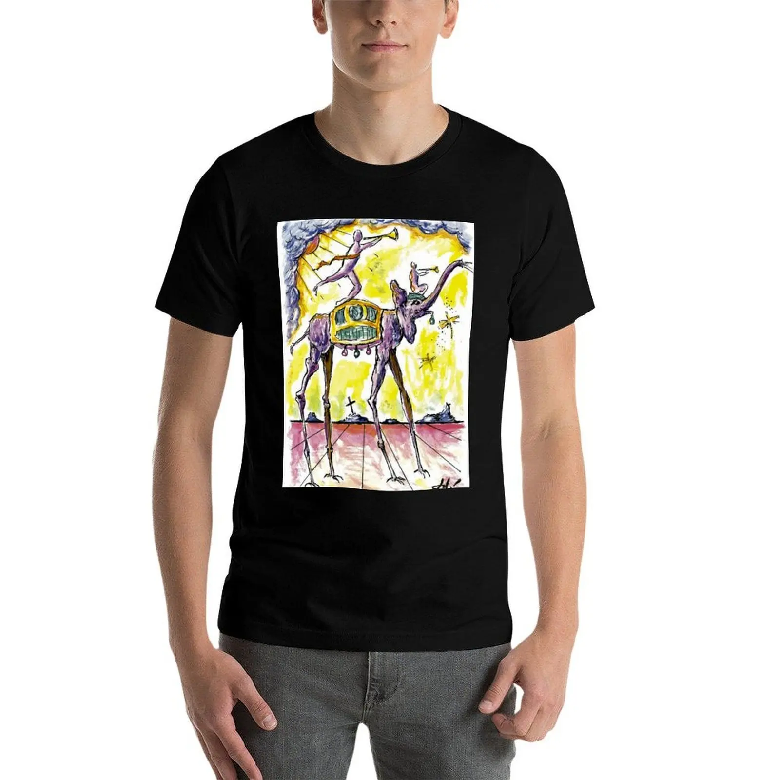 

СЛОН: Винтажная футболка с небесным абстрактным принтом, футболка с аниме, мужские футболки для мужчин, повседневная футболка