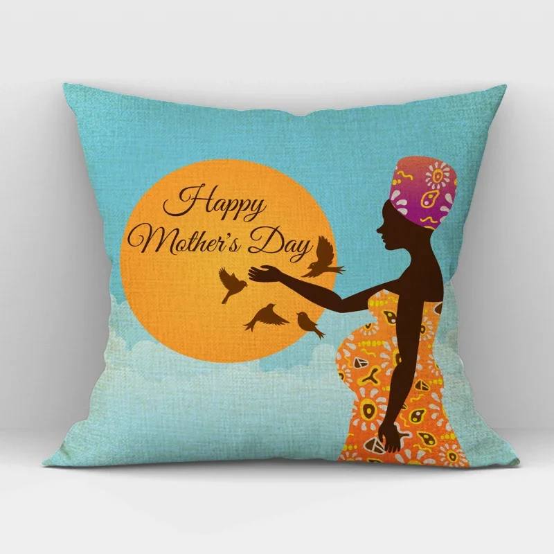 African Tribe Women Print Throw Pillow Case African Decorative Cushion Cover for Car Home Sofa Decor Pillowcase 45x45cm