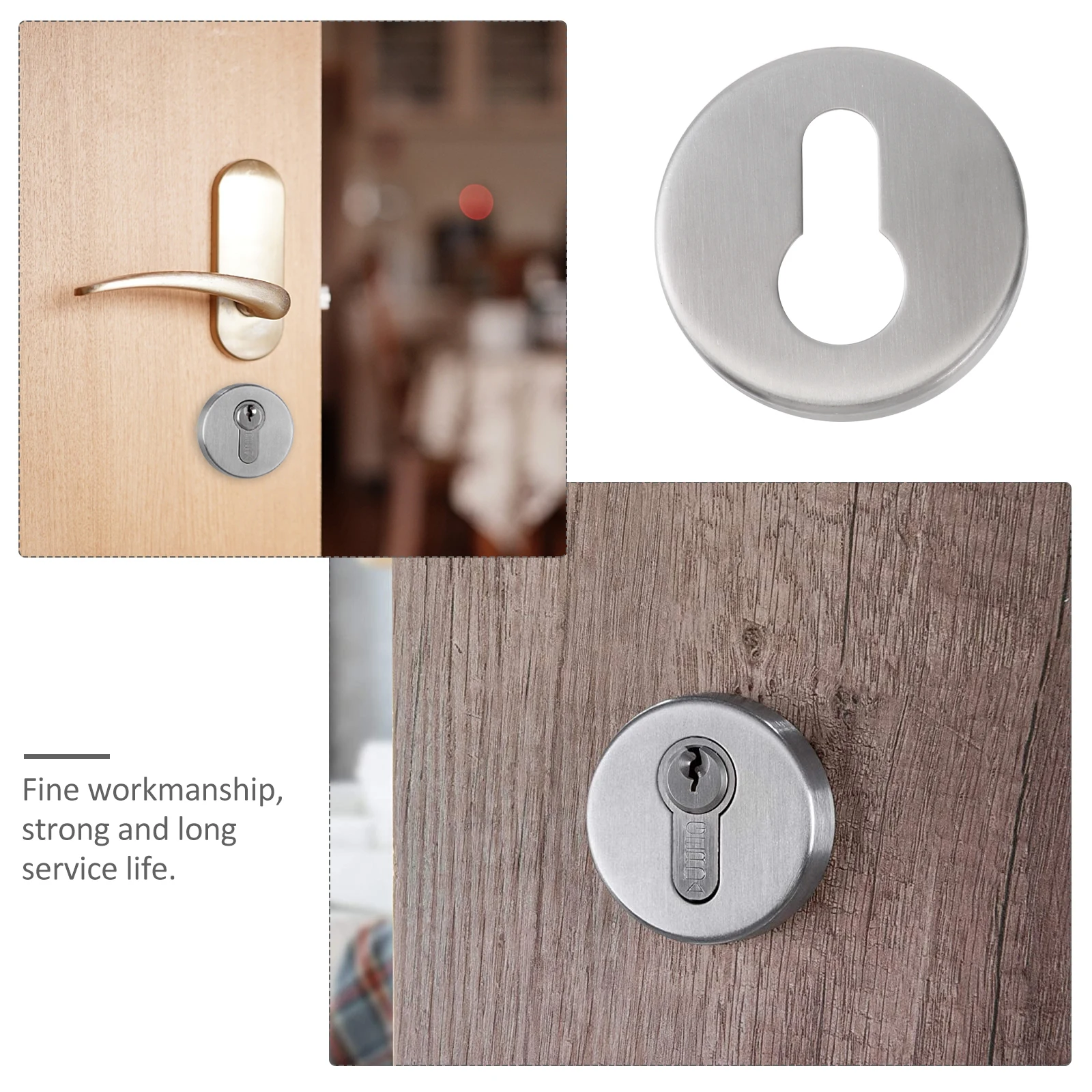 2Sets Lock Core Cover Stainless Steel Keyhole Protector for Door Striker Rust Proof Cold Resistant Decorative Door Accessory