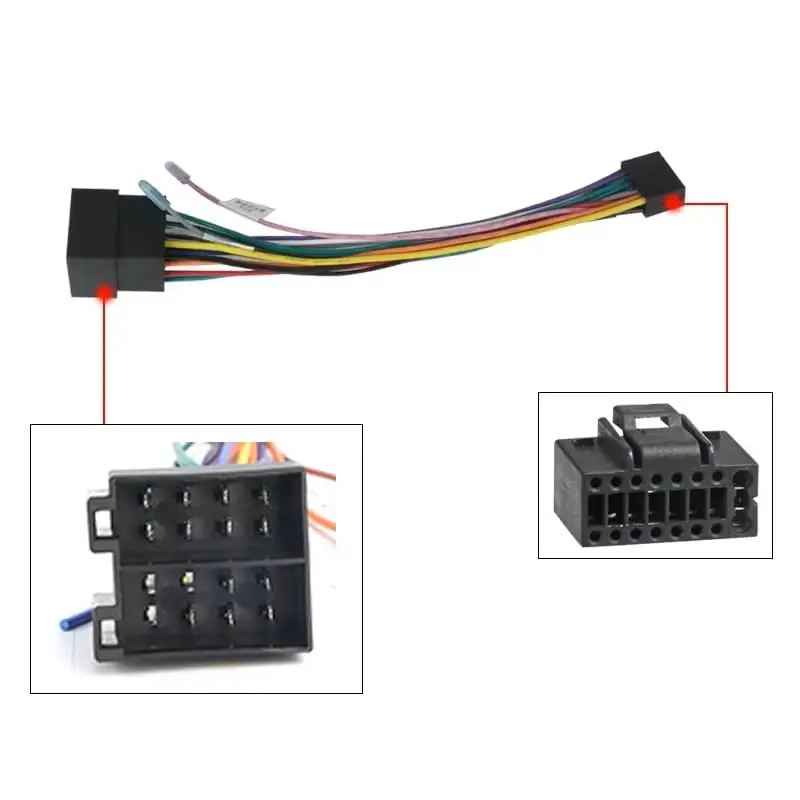 16 Pin to ISO Cable Adapter 16P Plug ISO Connector Wiring Harness Universal Accessory Wire for 2 Din Radio Car Android Head Unit