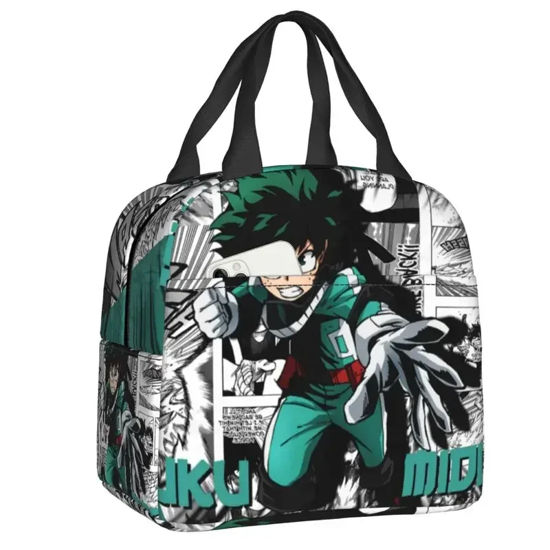 My Hero Academia Izuku Insulated Lunch Bag for School Office Cooler Thermal Bento Box Women Children Food Container Tote Bags