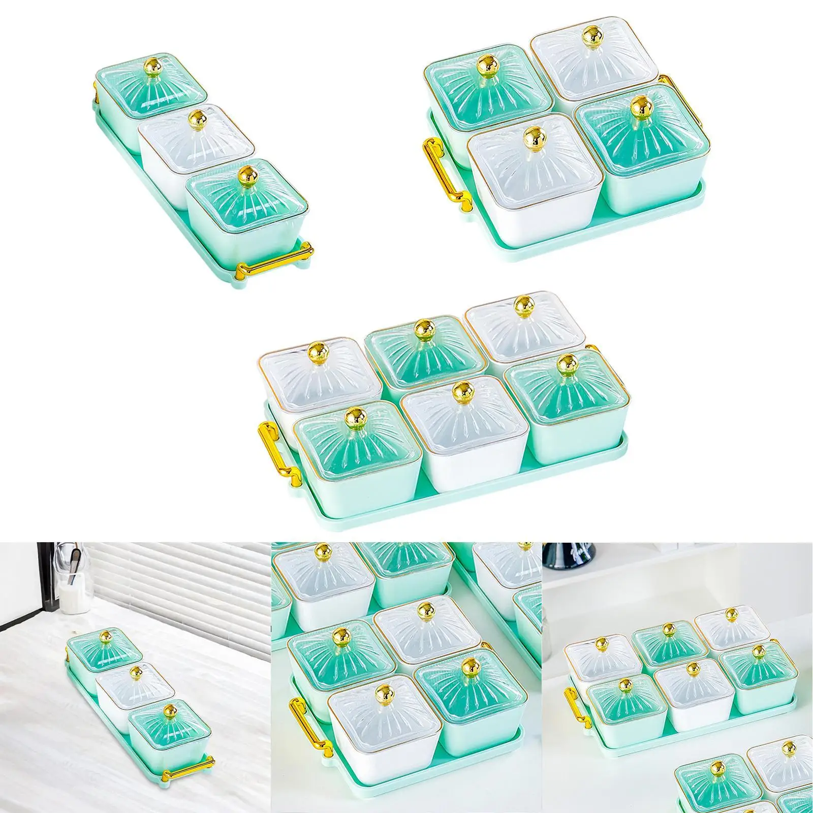 

Divided Serving Tray with Cover and Handle Creative for Candy Dessert Fruits