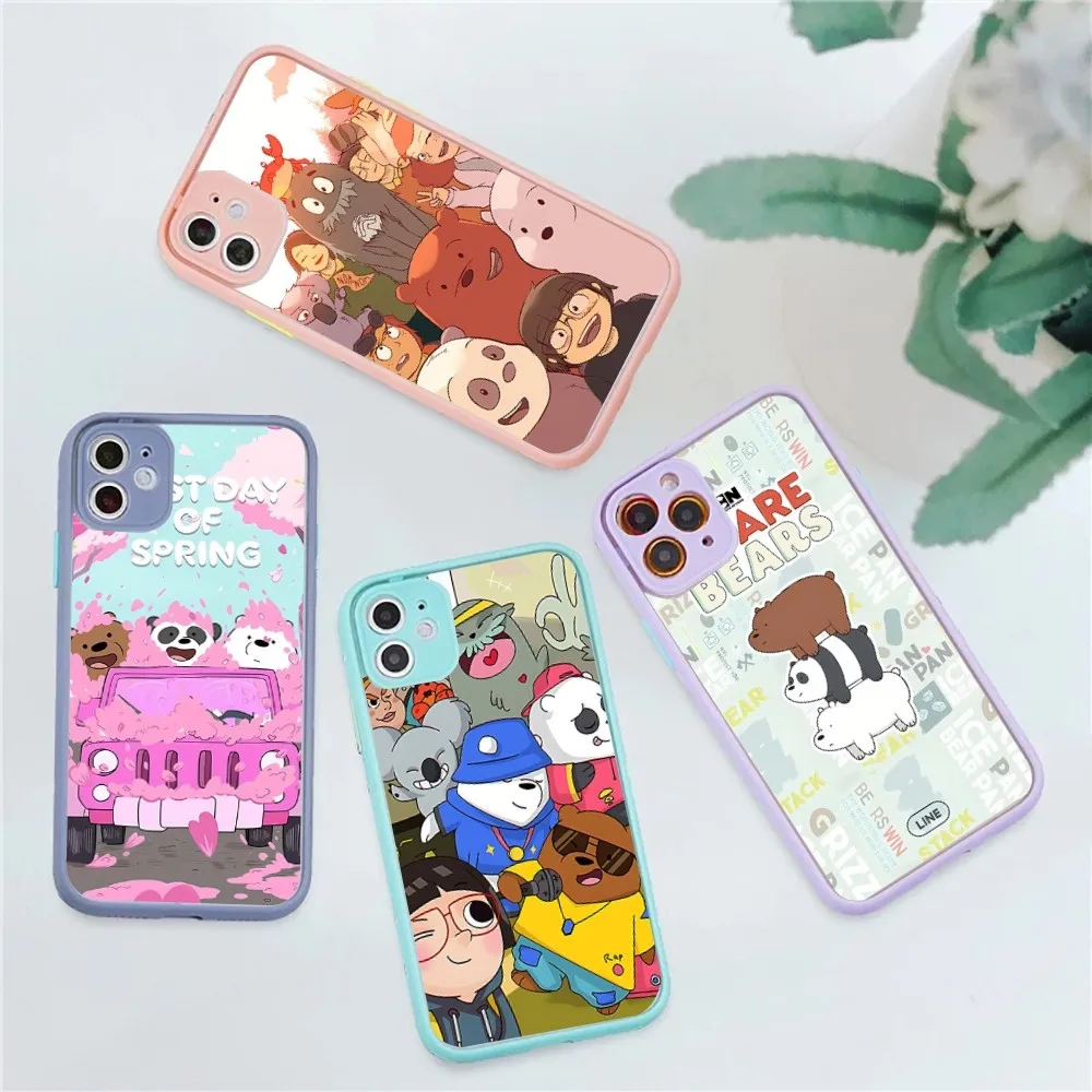 

Cartoon We B-Bare-Bears Mousepad for iPhone 14 11 12 13 Mini Pro Max 8 7 Plus X XR XS MAX Translucent Matte Cover