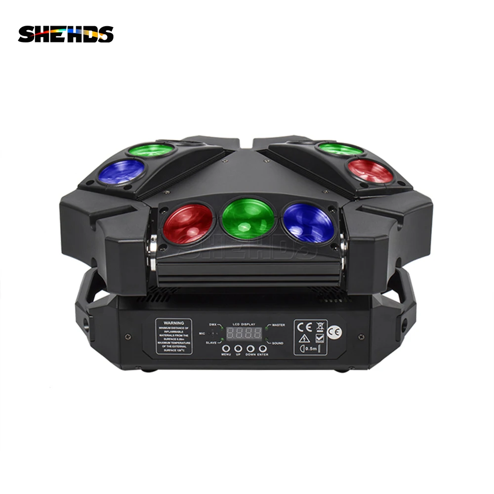 shehds mini 9x10w aranha movendo a cabeca iluminacao rgbw efeito feixe luzes led dj discoteca palco casamento boate console dmx 01