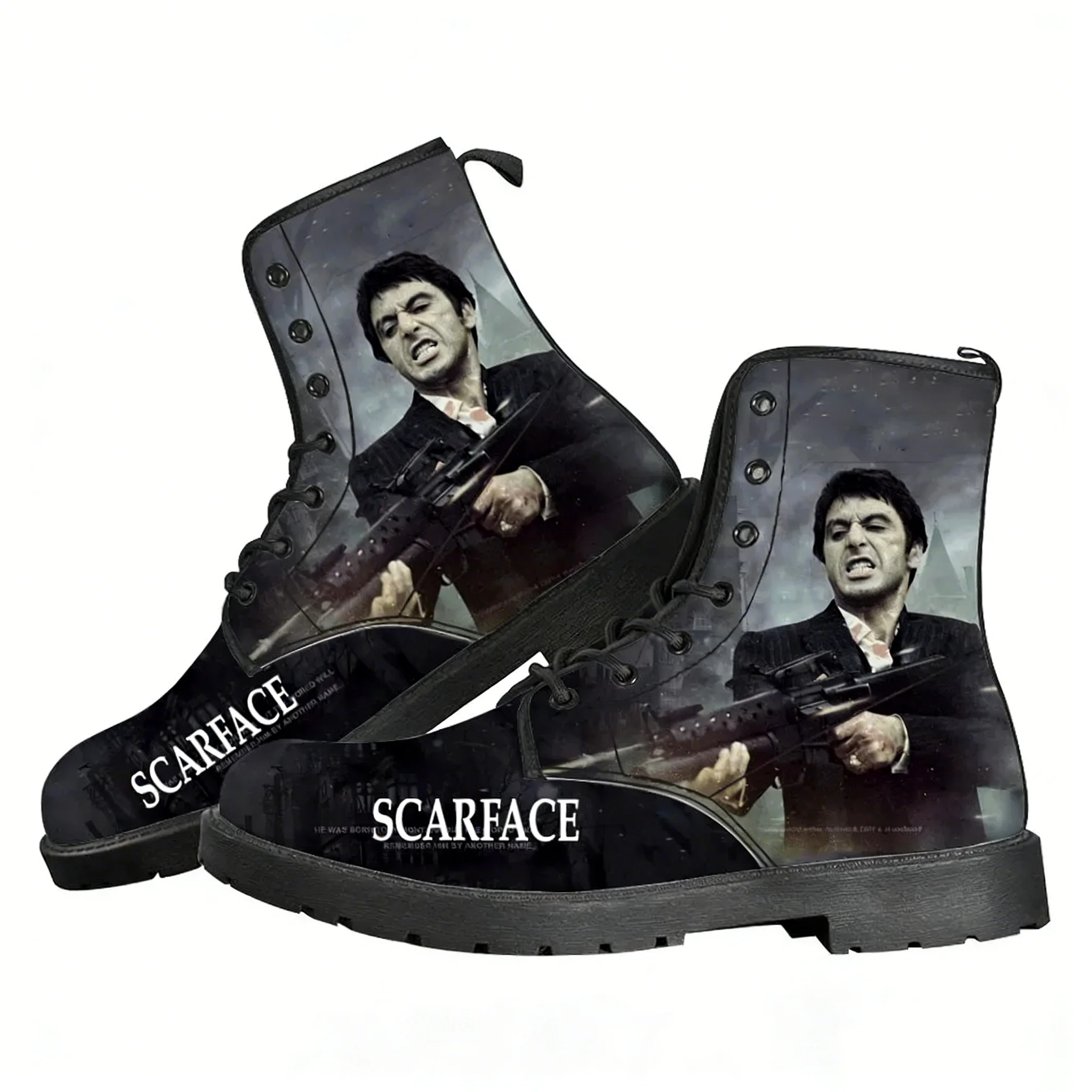 

Scarface Casual Boots Hot Movie Tony Montana Al Pacino Mens Womens Teenager Shoes Retro Street 3D water proof Boot Outdoor Boots