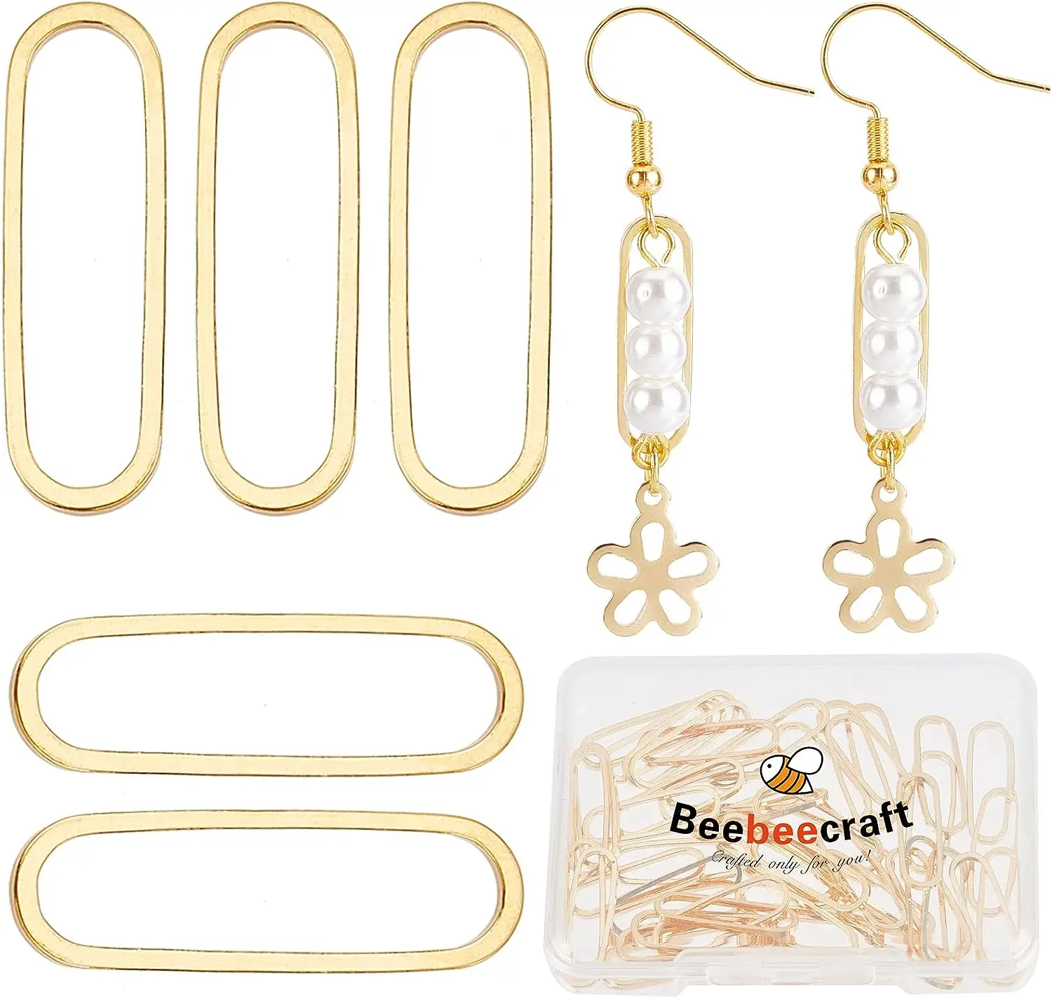 Brass Oval Gold Plated Frame Link Hollow Bezel  Hoop Connector For DIY Earrings Necklace Bracelet Jewelry Making Accessories