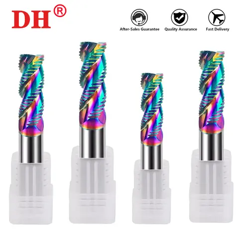 알루미늄 CNC 가공 엔드 밀 도구 용 다채로운 코팅 HRC60 3 플루트 거친 밀링 커터 텅스텐 강철 카바이드