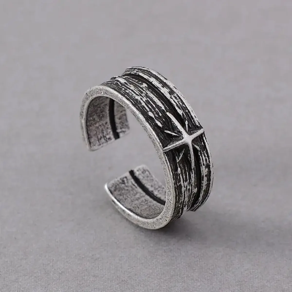 

Unisex Silver Starry Night Punk Gothic Adjustable Open Ring Retro Handmade Art Jewelry Gift for Men And Women